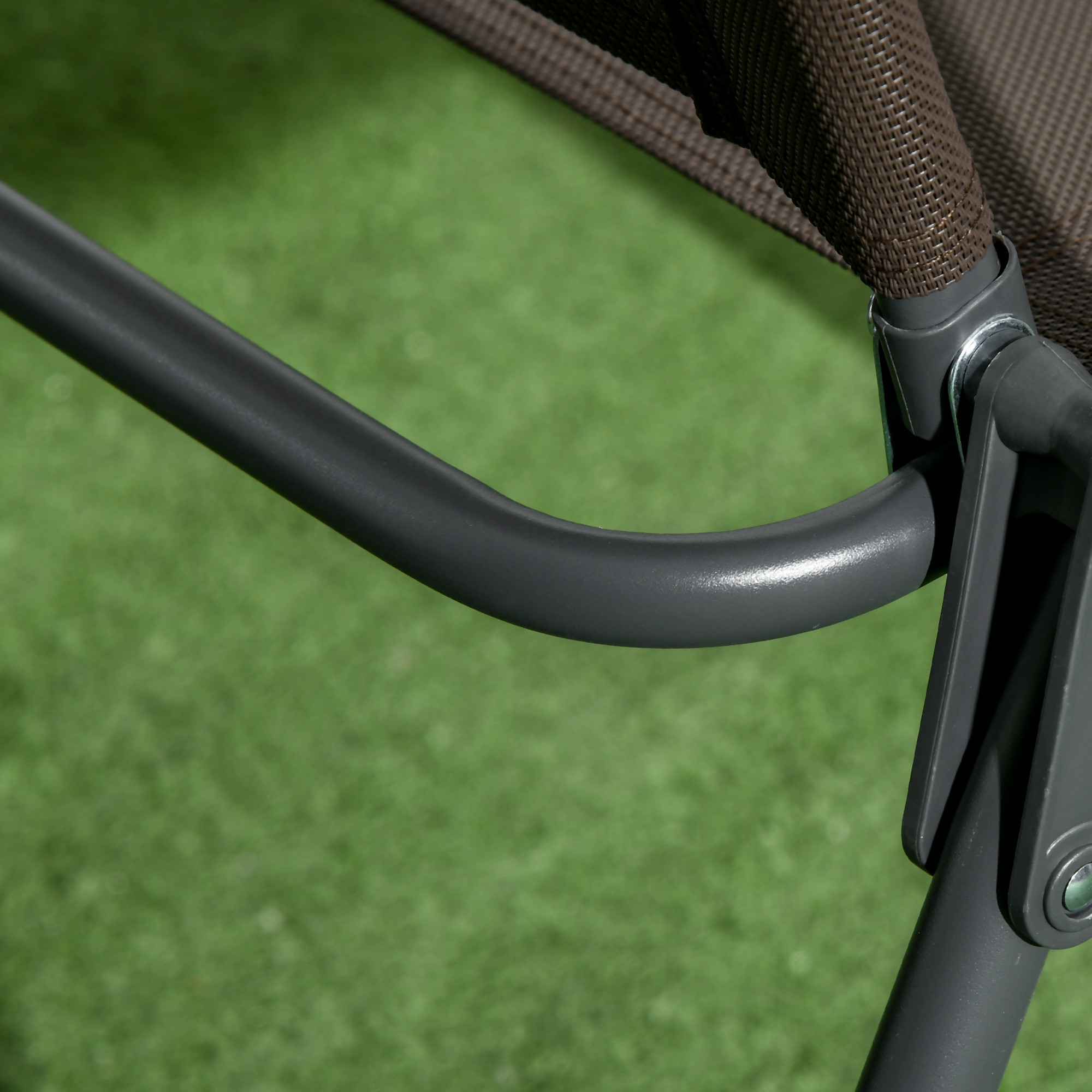 Bistro-Set 3-teilig aus Metall Wetterfest Gartenmöbel Set mit klappbar Glastisch Gartenstühlen Braun