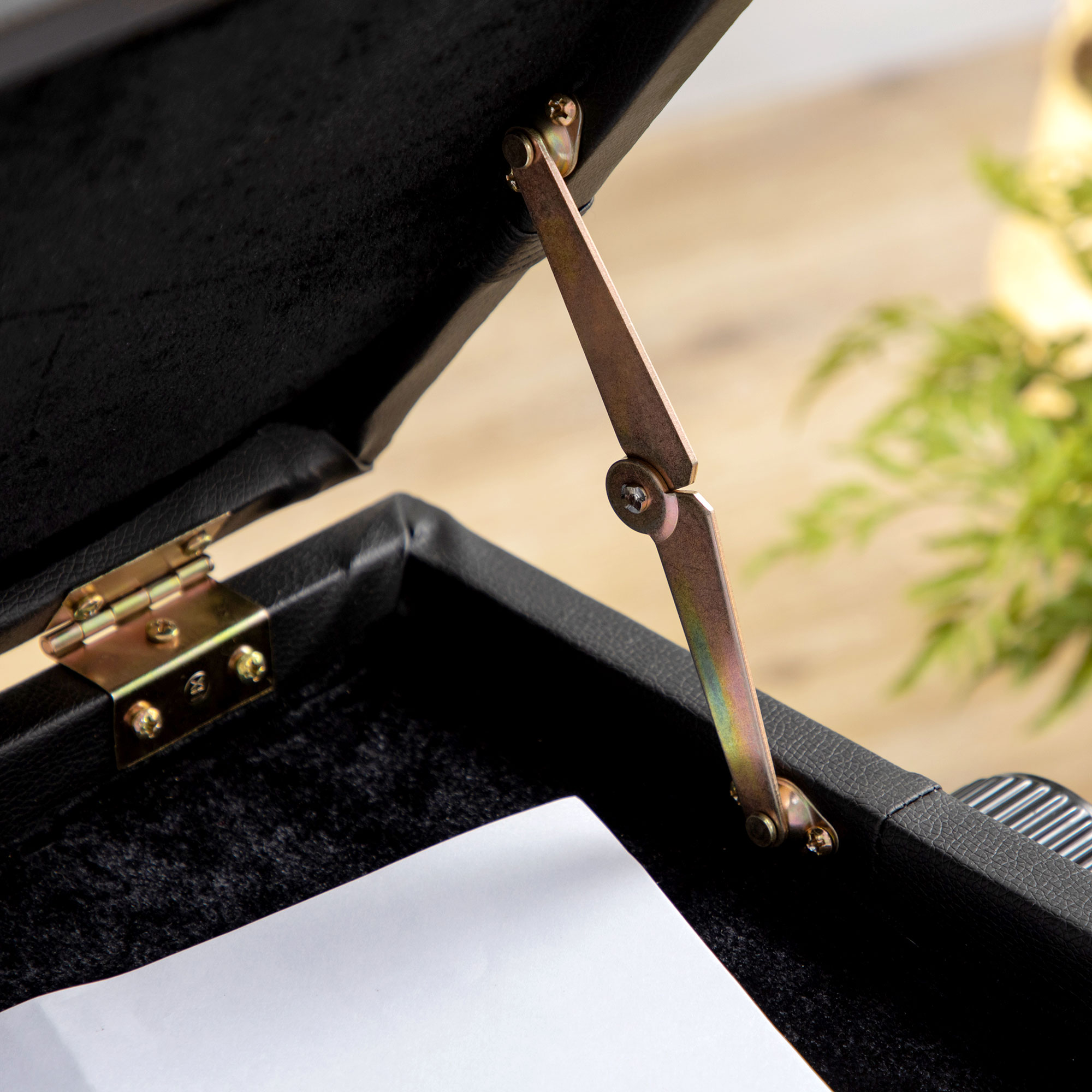 Klavierbank mit versteckten Stauraum, Sitzhocker, höhenverstellbar, Kunstleder, Schwarz