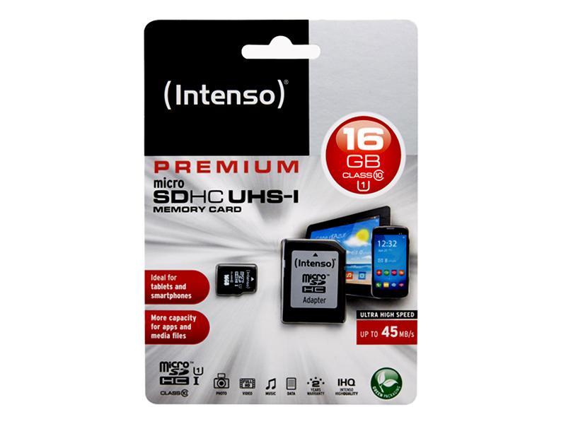 MicroSDHC 16GB Intenso Premium CL10 UHS-I +Adapter Blister