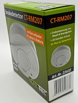 Rauchmelder "CT-RM 207" DIN EN14604 - integrierte 10 Jahres Lithium-Batterie