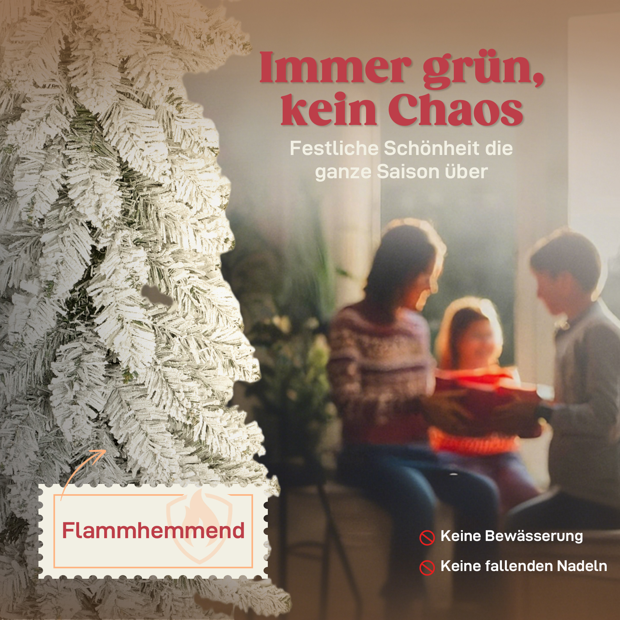 3er-Set schneebedeckte künstliche Tannenbäume, 3 Größen, Metallständer, flammenhemmend, Kunststoff, Grün+Weiß