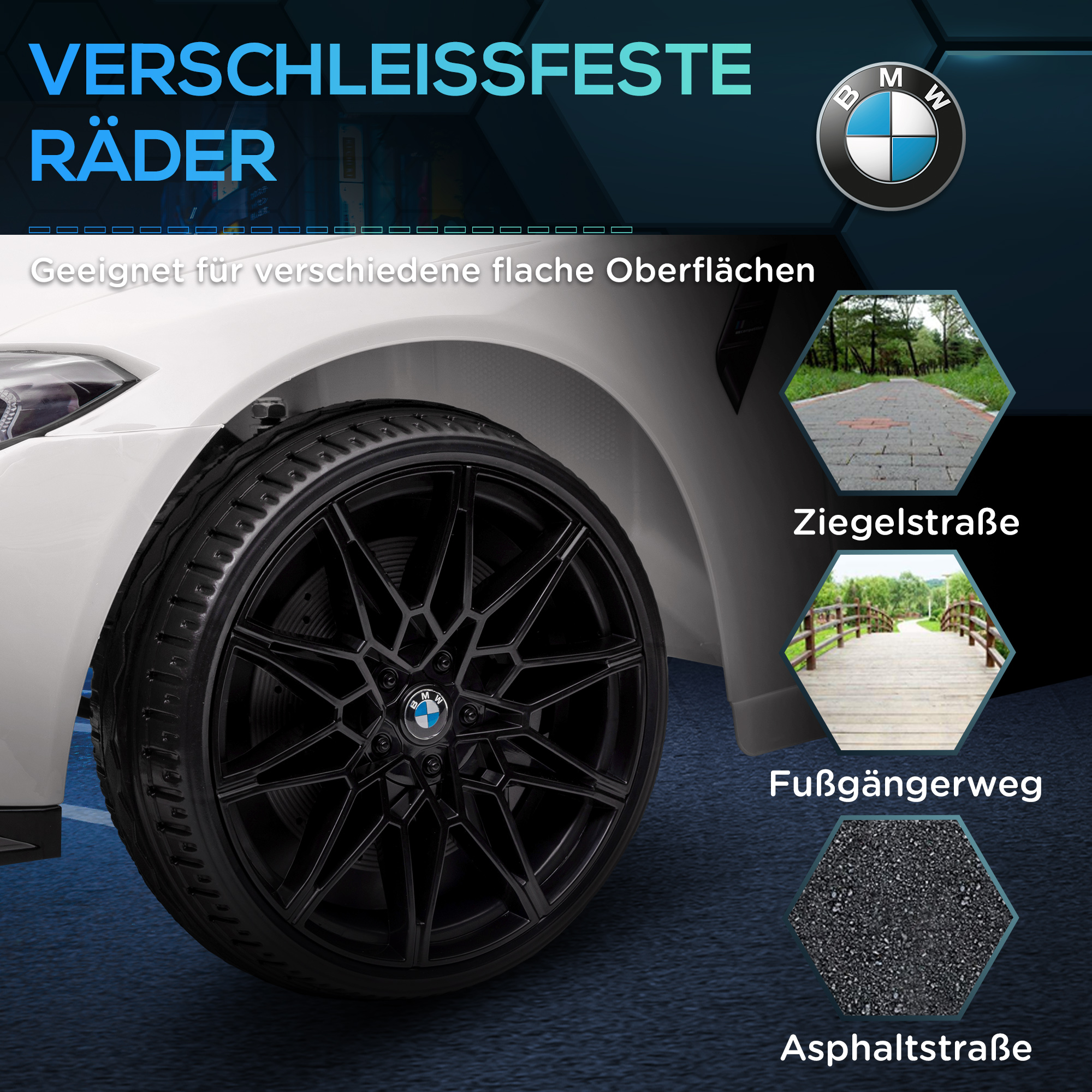 Elektro Kinderauto BMW M4, Sound & Licht, 3-5 km/h, inkl, Fernsteuerung, für 3-5 Jahre, Weiß
