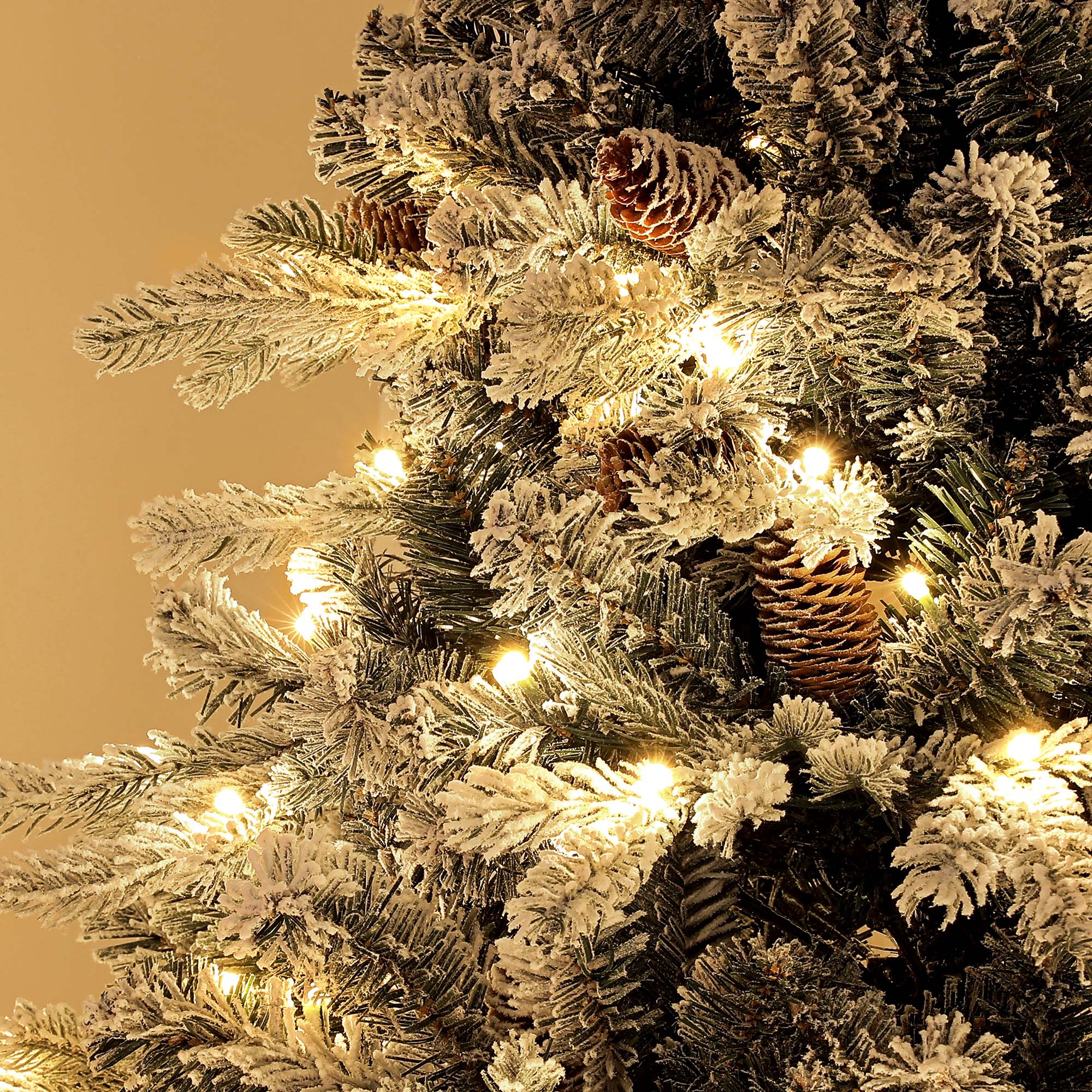 Künstlicher Weihnachtsbaum, 180 cm, LED-Lichter, schneebedeckt, flammenhemmend, Metall