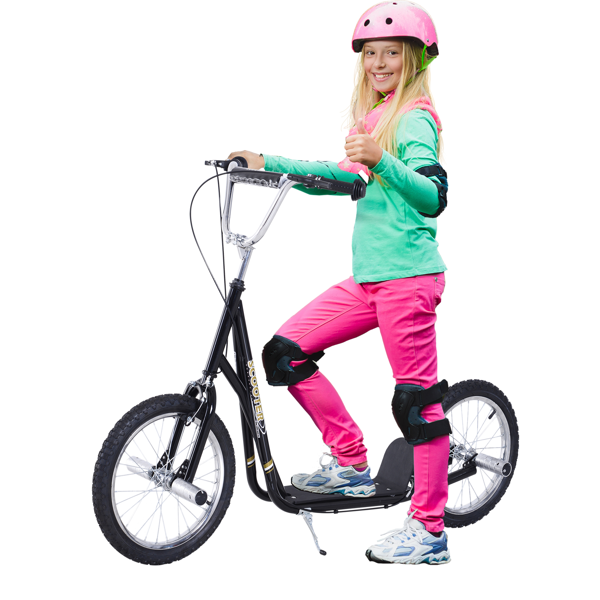 Kinderroller mit Luftreifen Kickscooter Scooter Tretroller Cityroller für Kinder Kickboard 16 Zoll ab 5 Jahre Höhenverstellbar Schwarz 143 x 58 x 92-100 cm Kinderroller mit Luftreifen Kickscooter Scooter Tretroller Cityroller für Kinder Kickboard 16 Zoll ab 5 Jahre Höhenverstellbar Schwarz 143 x 58 x 92-100 cm