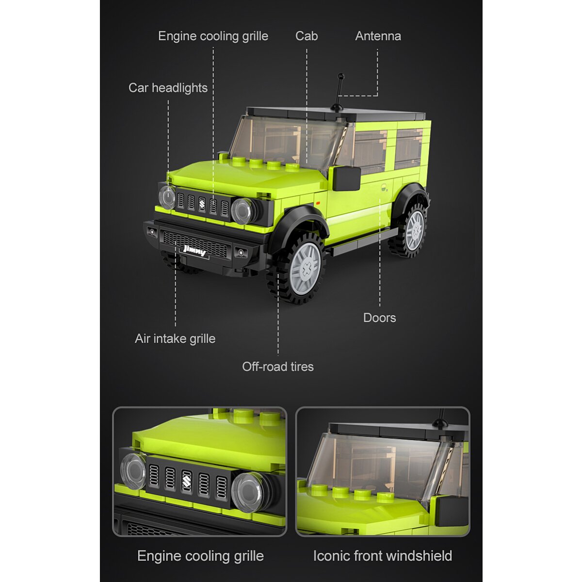CaDA Set C55023W Suzuki Jimny 1:24 grün Bricks
