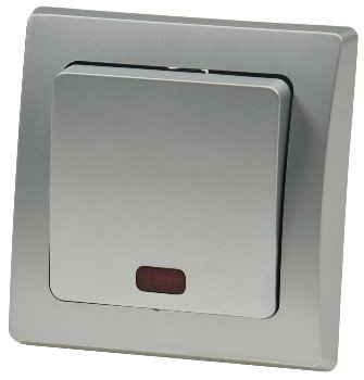 DELPHI Kontroll-Schalter mit Lämpchen - 250V~/ 10A, UP, silber