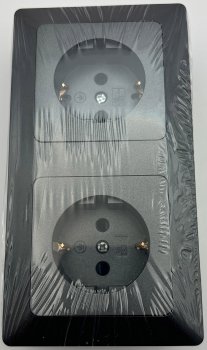 MILOS Set 2 Steckdosen + 2-fach Rahmen - 250V~/ 16A, Steckanschluss, Anthrazit