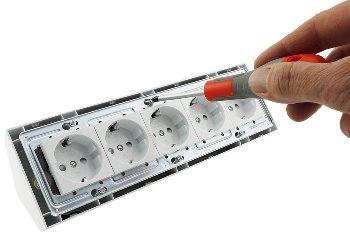 5-fach Steckdosenblock, weiß - 250V~/ 16A, Aufbaumontage