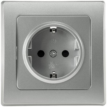 DELPHI Schutzkontakt-Steckdose - 250V~/ 16A, inkl. Rahmen, UP, silber