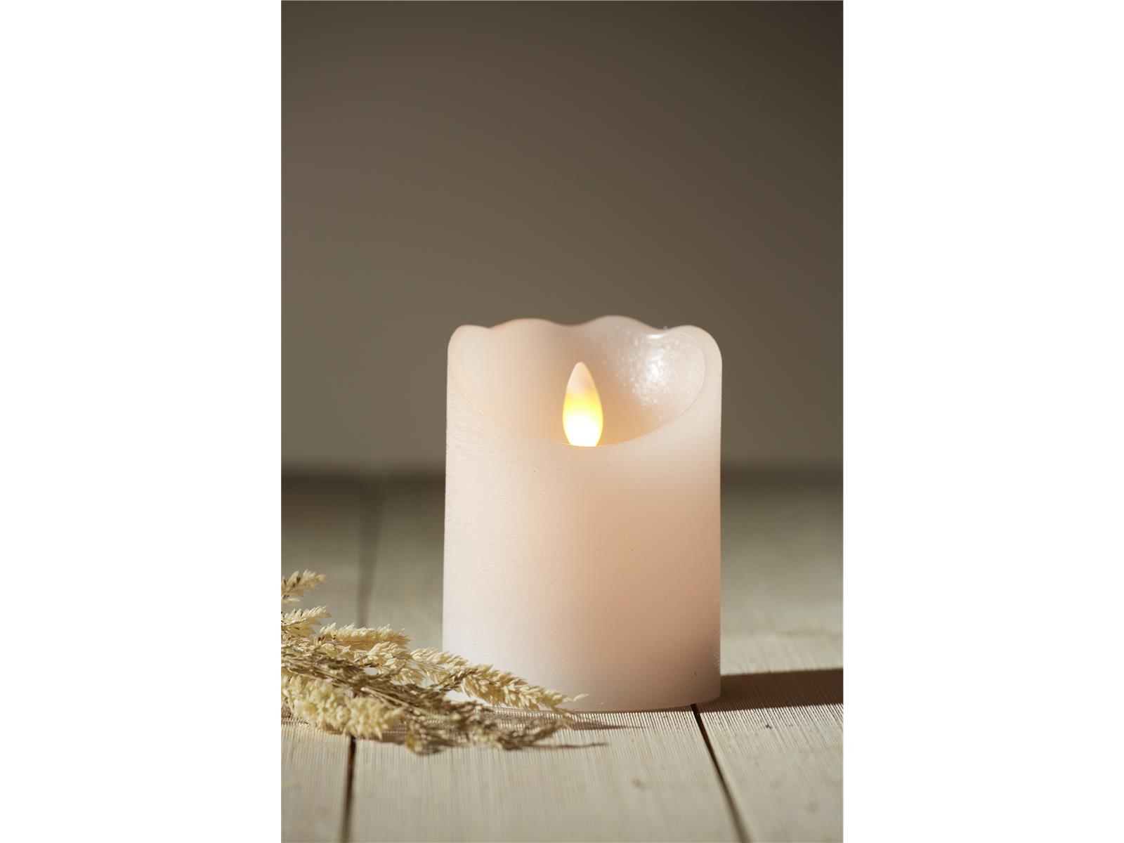 LED Echtwachs-Kerze ''Glow'', weiß, 7.5x10cm, Timer, batteriebetrieben, flackernd