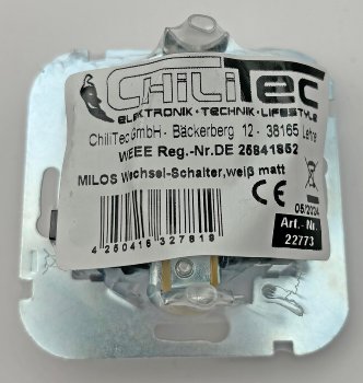 MILOS Wechsel-Schalter, UP, weiß matt, 250V~/ 10A, OHNE Rahmen, Steckanschluss MILOS Wechsel-Schalter, UP, weiß matt, 250V~/ 10A, OHNE Rahmen, Steckanschluss