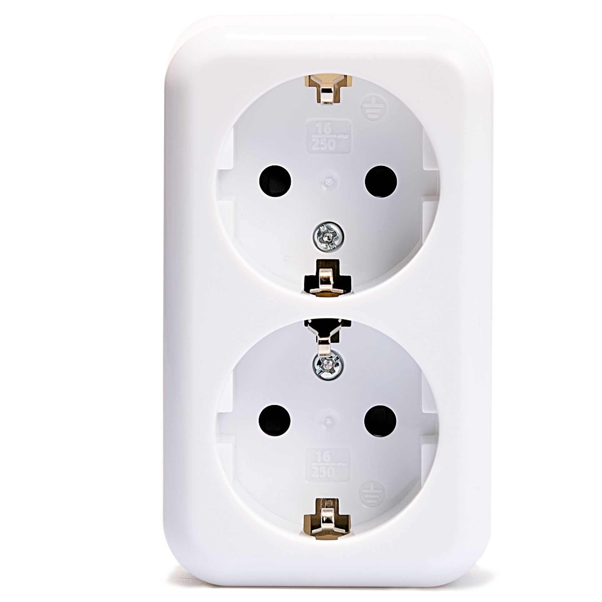 Schutzkontakt-Steckdose 2-fach McPower ''Finery'', 250V/16A,AP,Einsteckschutz,weiß