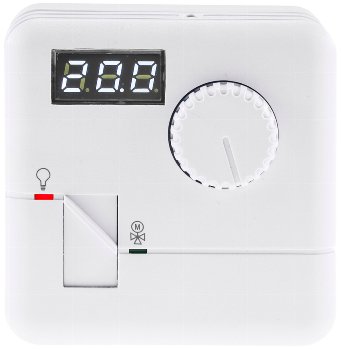 Raumtemperatur-Regler Thermostat "RT-55" - 7A, weißes LED-Display, 5-30°C, 110-230V