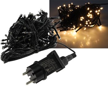 LED Aussen-Lichterkette "CT-ALK100" 10m - warmweiß, Kabel schwarz, IP44, 100 LEDs