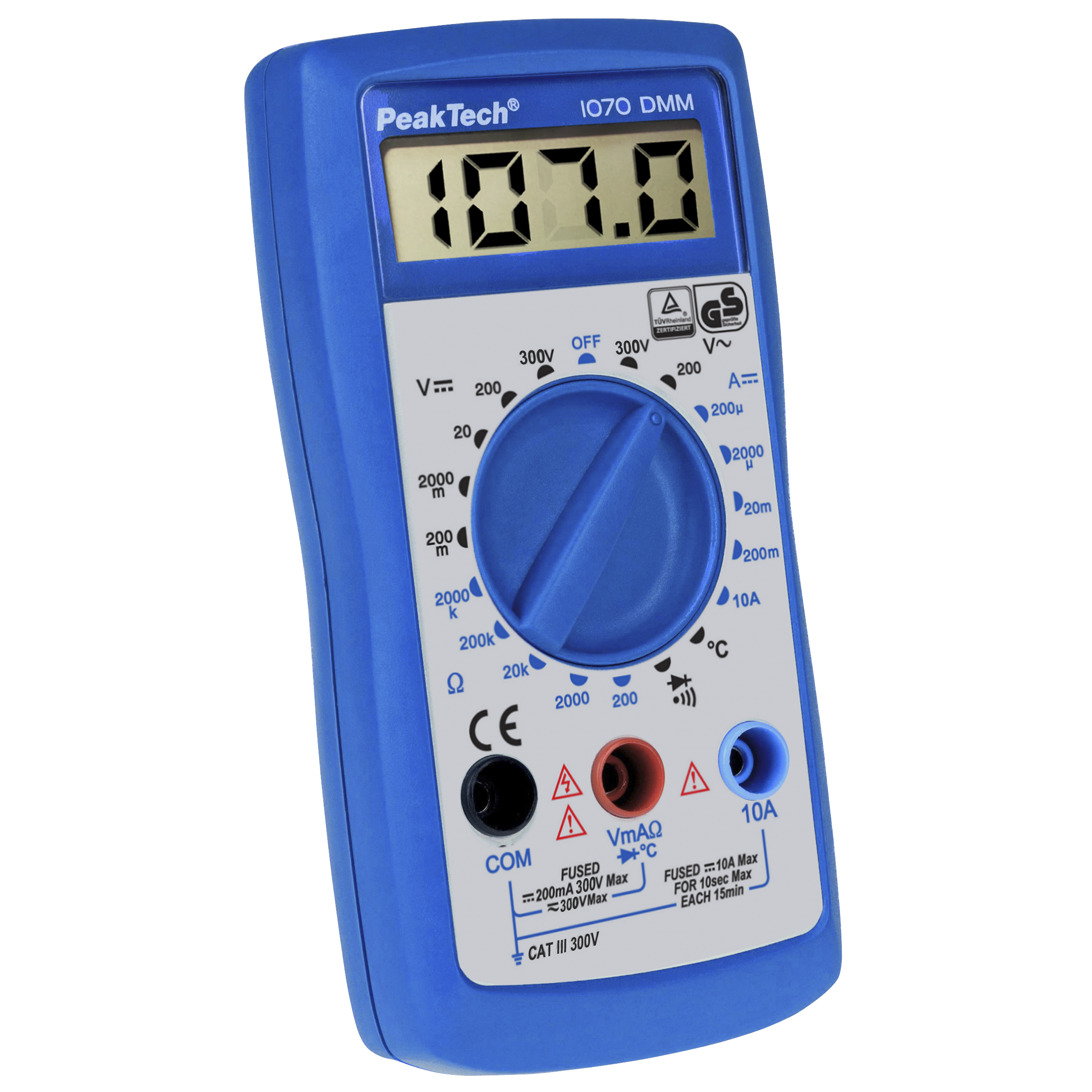 Digitalmultimeter PeakTech ''P1070'', 2000 Counts, 300 V AC/DC, 10 A DC, TÜV/GS