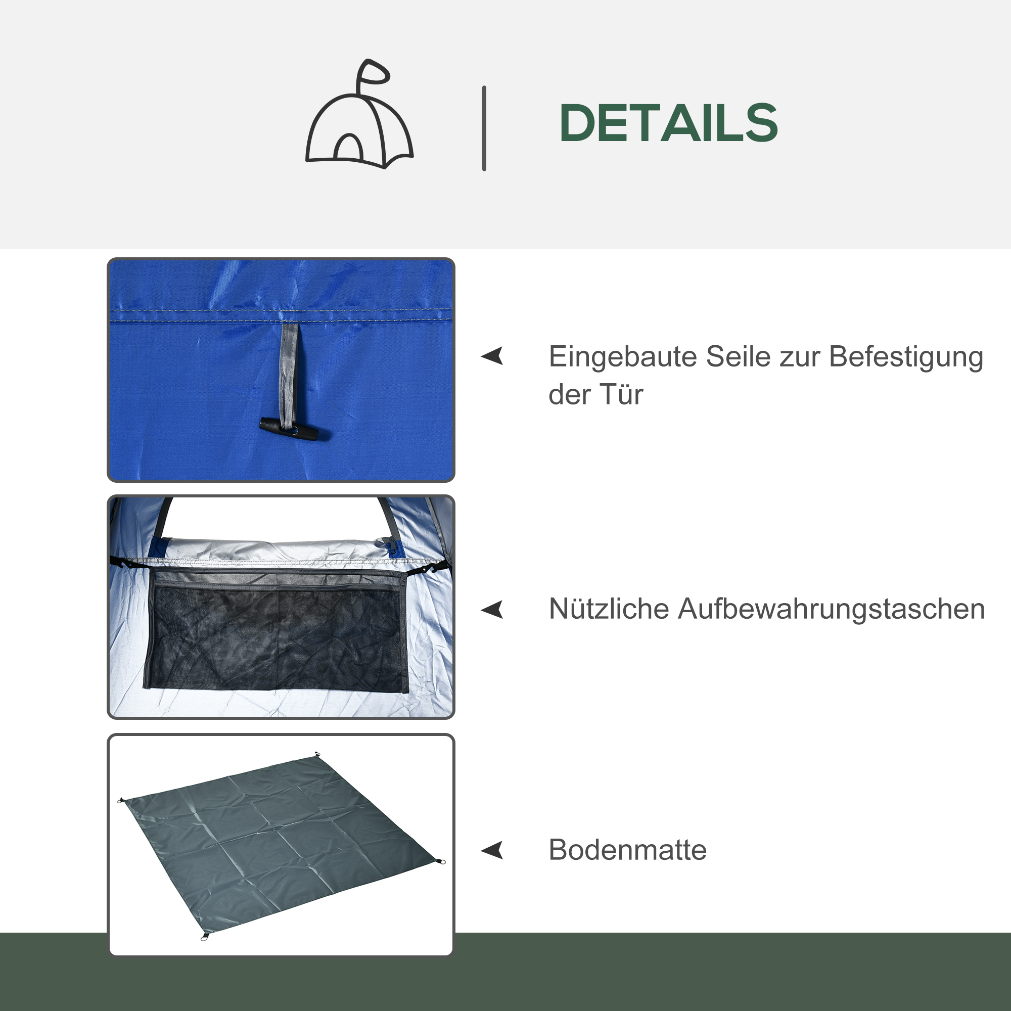 Pop up Duschzelt Toilettenzelt Camping Umkleidezelt mit Tragetasche Mobile Outdoor Toilette Umkleidekabine Lagerzelt Dunkelblau 126 x 124 x 189 cm