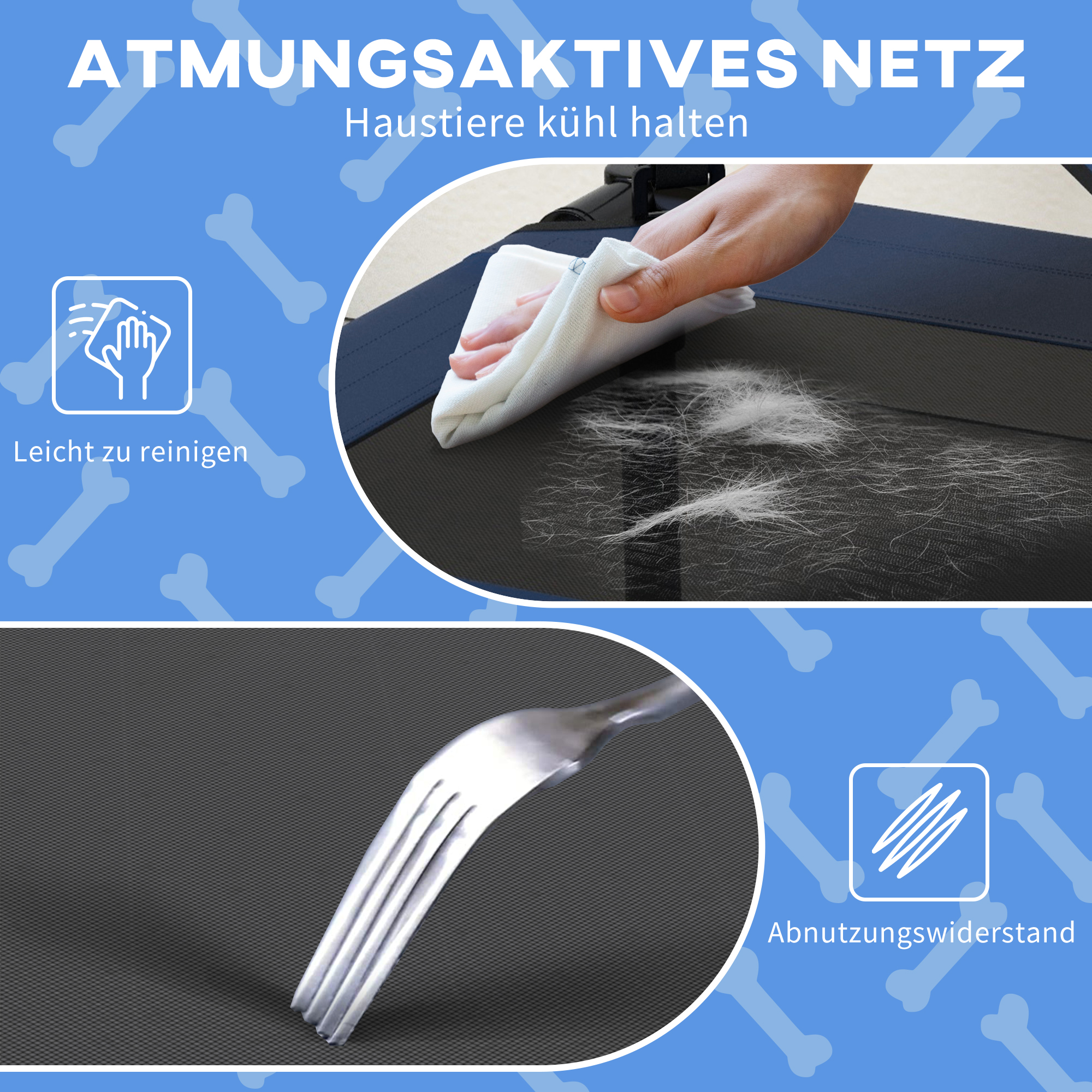 Hundebett mit Dach, Outdoor, tragbar, wasserabweisend, bis 30 kg, 61 x 46 x 63 cm, Dunkelblau