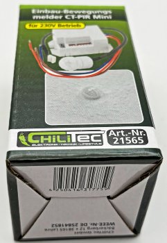 Einbau-Bewegungsmelder "CT-PIR Mini" - 230V, 800W, Ø 15mm, LED geeignet, weiß