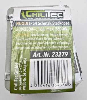 NUQUI Feuchtraum Steckdose - IP54, Aufputz, 250V~/ 16A