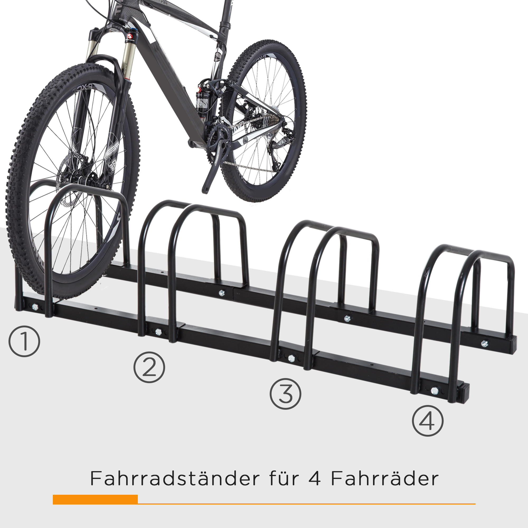 Fahrradständer für 4 Fahrräder, wetterfest, Wand- oder Bodenmontage, Stahl 110 x 33 x 27 cm