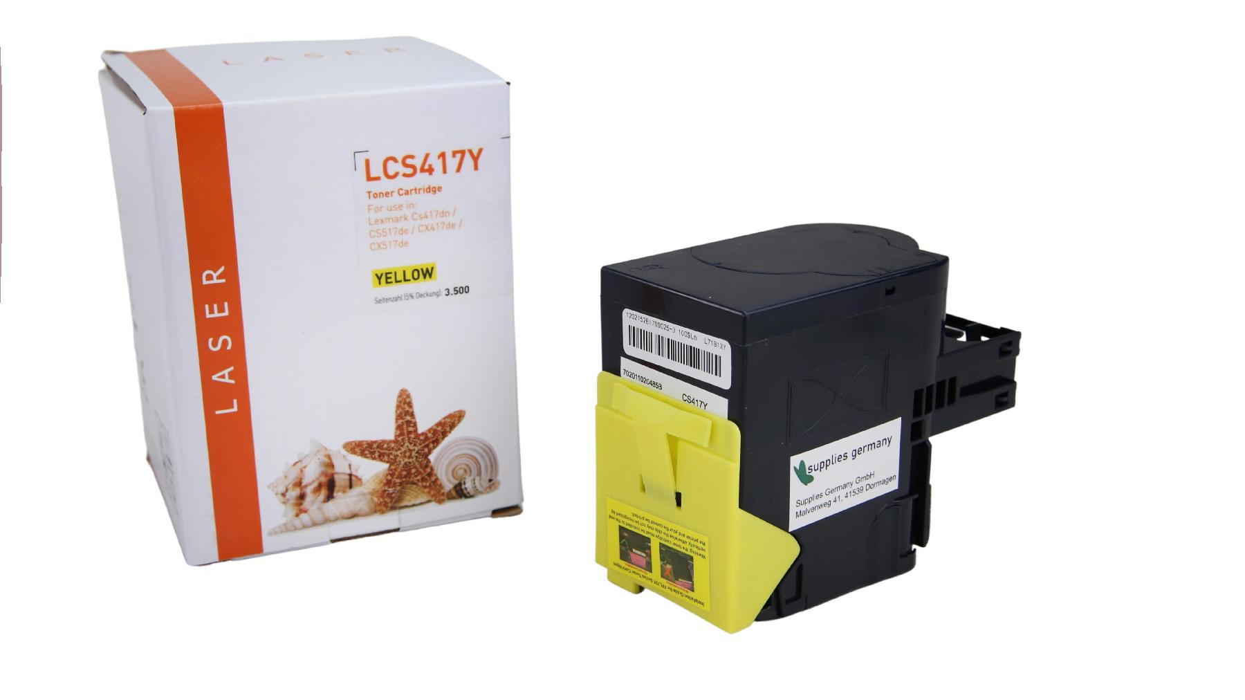 CS417Y alternativ Toner yellow Lexmark / 71B2HY0 / 3.500 Seiten
