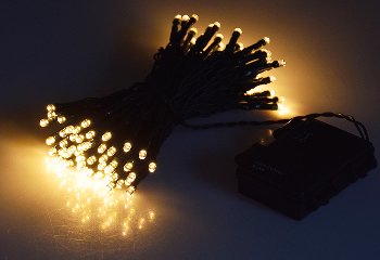 LED Batterie-Lichterkette "CT-TK100" 10m - warmweiß, IP44, 100 LEDs, mit 6Std.Timer