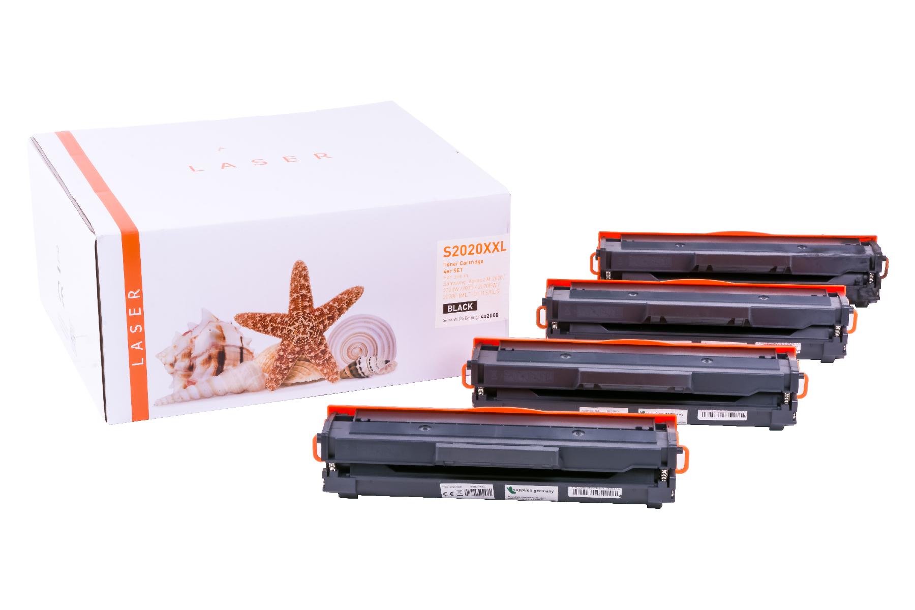 4er Set M2020XXL alternativ Toner black Sam / MLTD111S/ELS / 4x2.000 Seiten