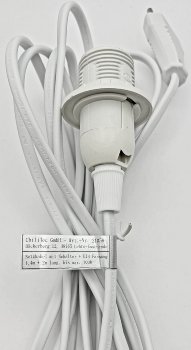 Netzkabel mit Schalter und E14 Fassung, 1,4m + 2m lang, weiß