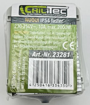 NUQUI Feuchtraum Taster - IP54, Aufputz, 250V~/ 10A