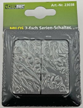 MILOS Serien-Schalter 2-fach, Anthrazit - 250V~/ 10A, inkl. Rahmen, UP