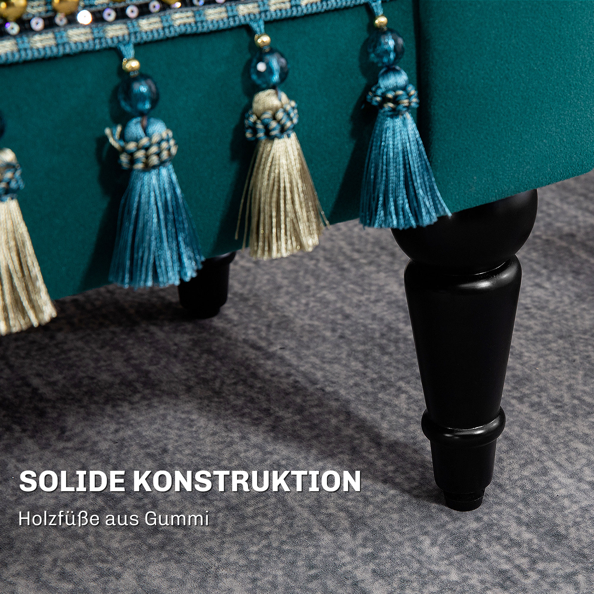 Polsterbank, Sitzbank, Vintage-Design, bis 150 kg, 117x40x58 cm, Grün