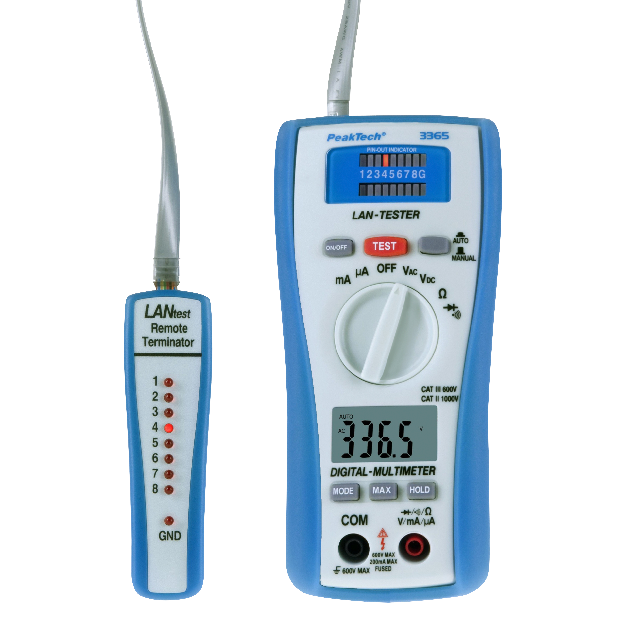 Digitalmultimeter PeakTech ''P3365'', mit LAN- Tester, 2000 Counts, 600V AC/DC, 200mA AC/DC