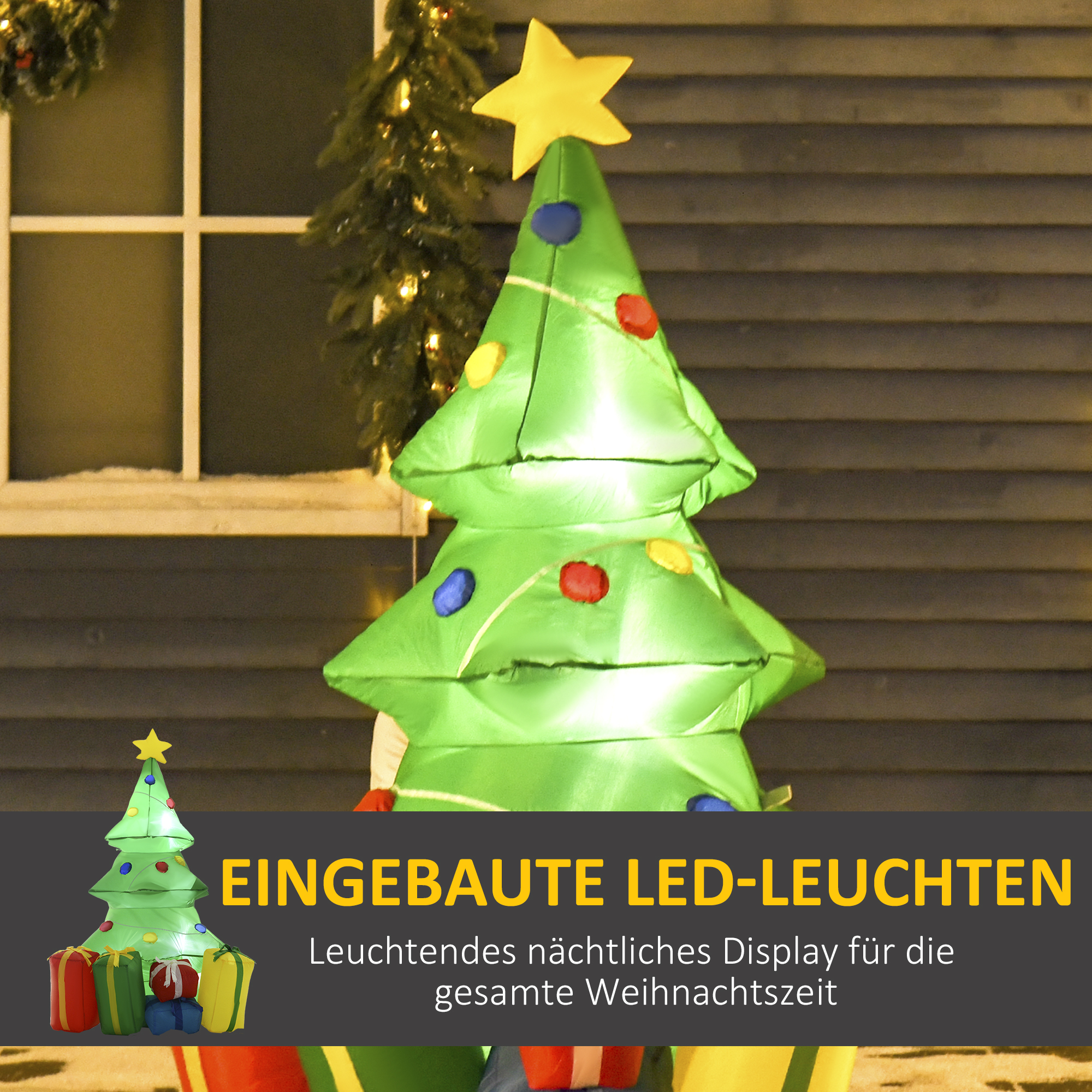 Aufblasbare Weihnachtsdekoration mit LED-Licht, Geschenken, 150 cm Wasserdicht für Weihnachtsfeiern