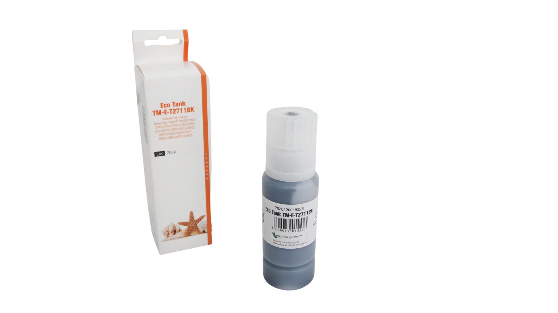 T2711schwarz Eco Tank Nachfüllflasche schwarz für Epson / C13T00P140 / 70ml