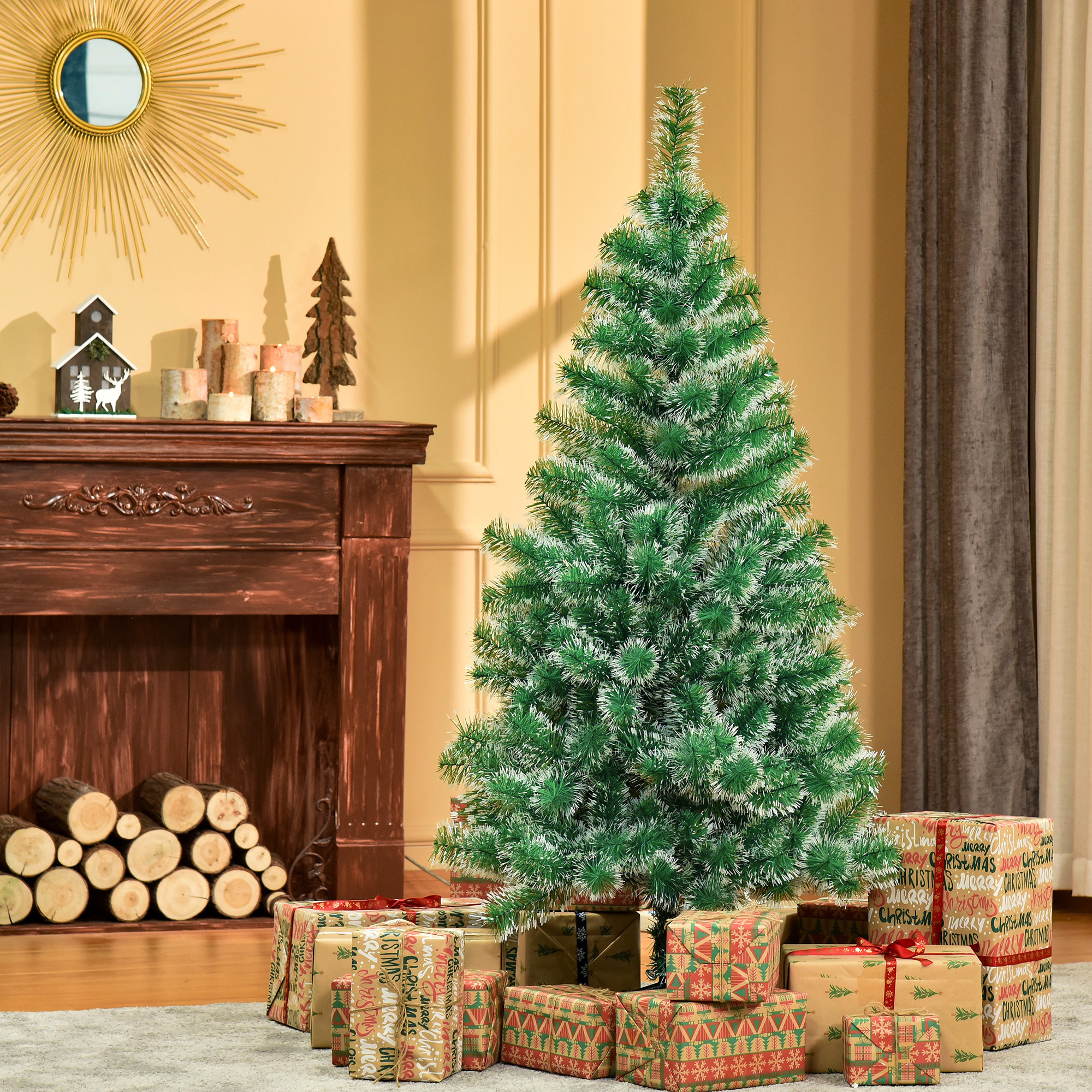 Künstlicher Weihnachtsbaum 1,5 m Christbaum Tannenbaum 416 Äste Metallfuß PET Grün