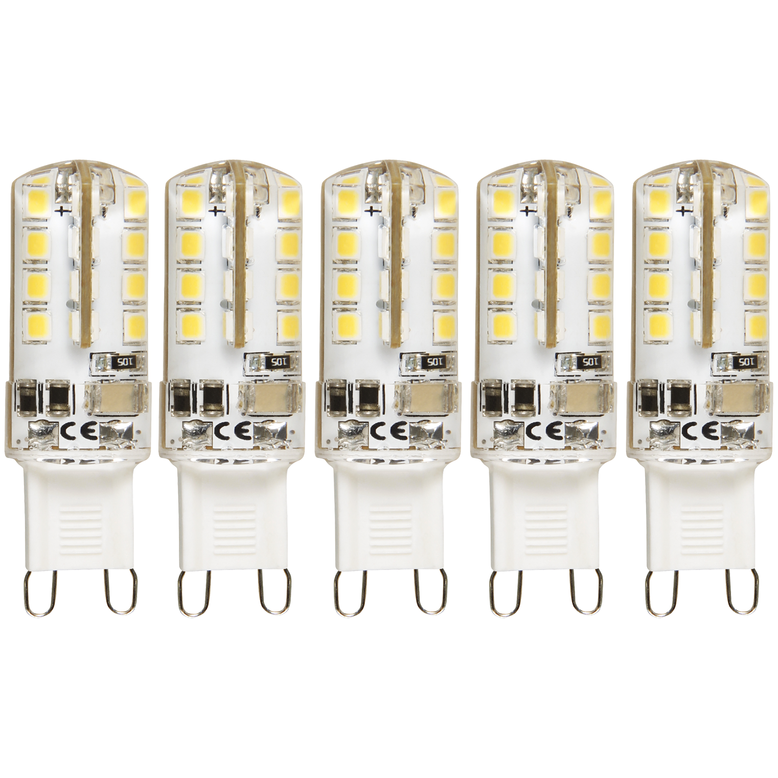 LED-Stiftsockellampe McShine ''Silicia'', G9, 2,3W, 180 lm, warmweiß, 5er-Pack