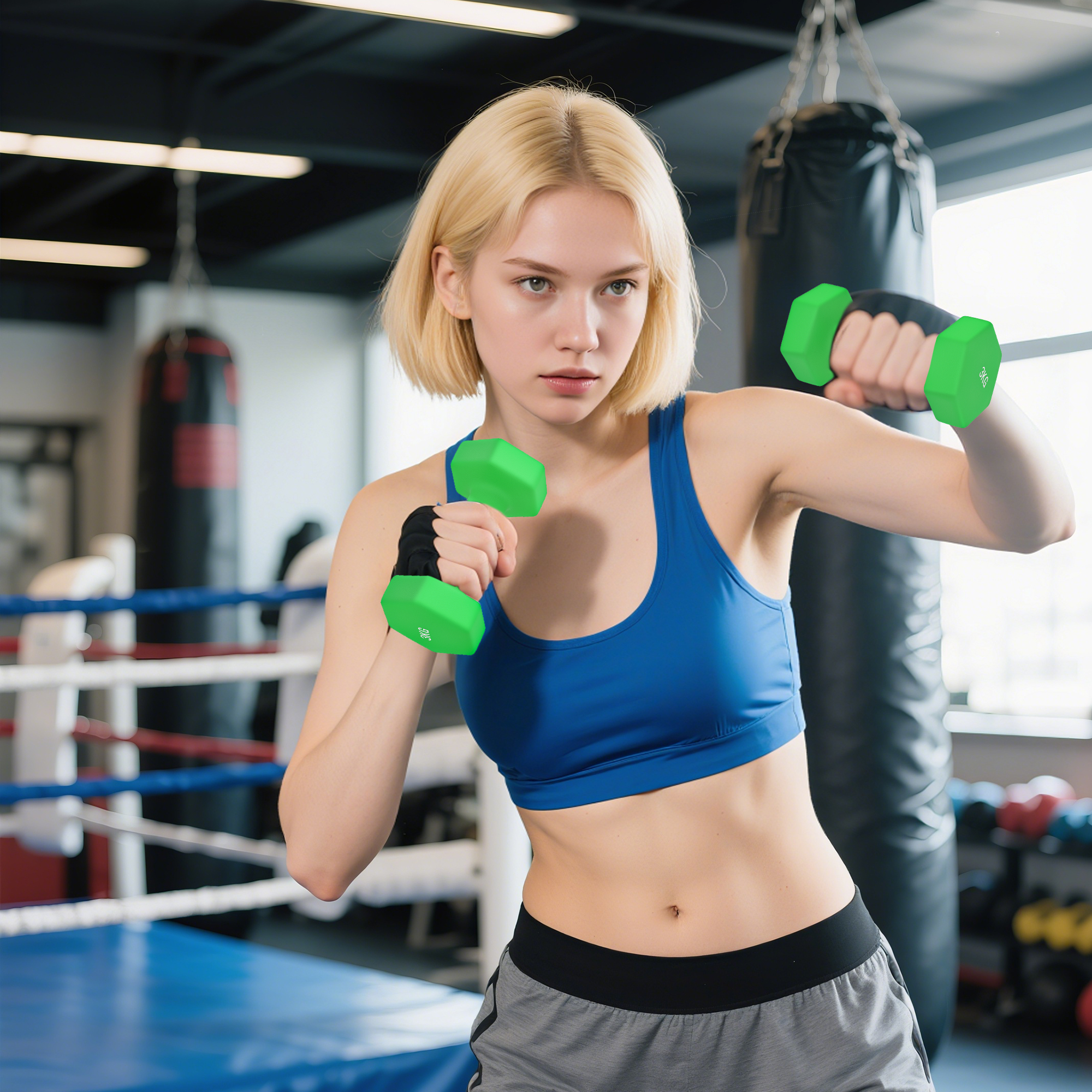 Hantelset mit Aufbewahrungsgestell, Set mit 6 Hanteln für Fitness-Training, 2 x 1kg, 2 x 3kg, 2 x 5kg