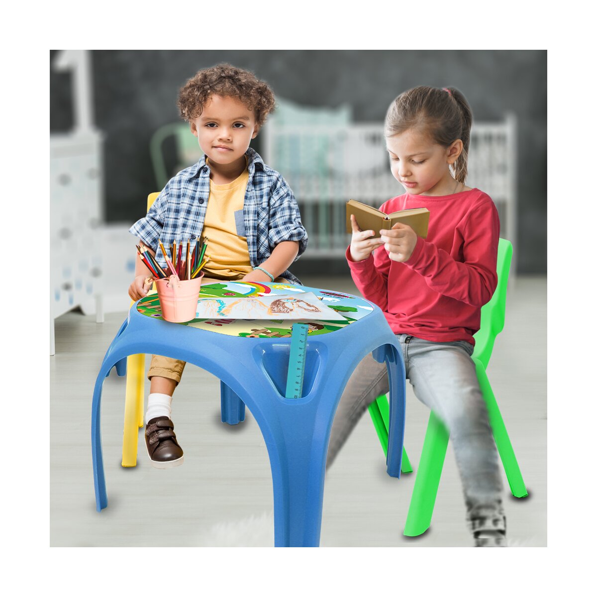 Kindertisch Zahlenspaß XL blau