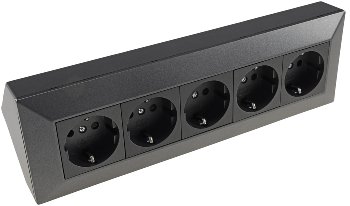 5-fach Steckdosenblock, anthrazit - 250V~/ 16A, Aufbaumontage