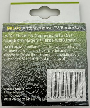 MILOS Antennendose TV+Radio+Sat - inkl. Rahmen, UP, weiß matt
