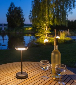 LED Akku-Tischleuchte "Foco Luz", 2900K, IP44, dimmbar, 26cm, matt schwarz LED Akku-Tischleuchte "Foco Luz", 2900K, IP44, dimmbar, 26cm, matt schwarz