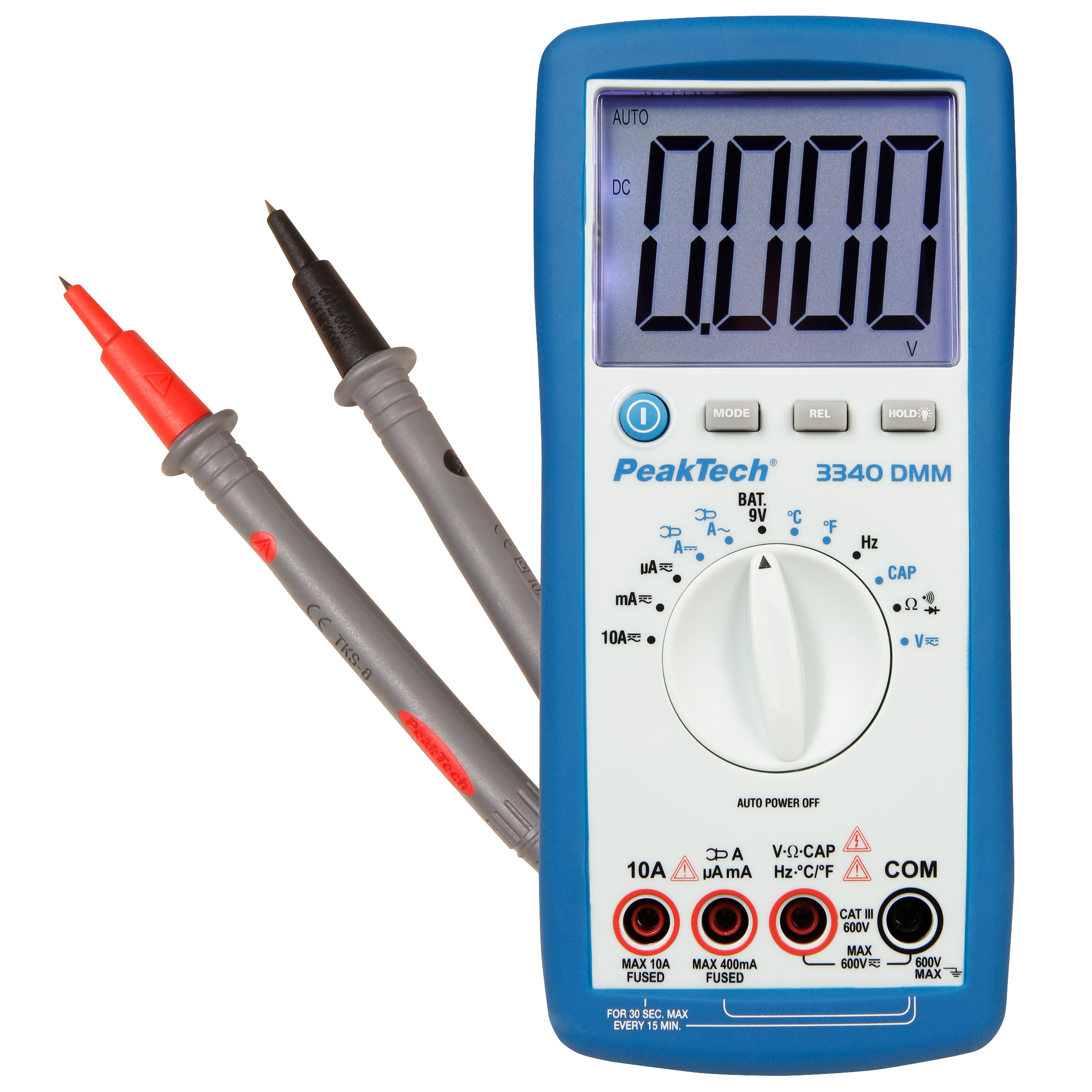 Digital-Multimeter PeakTech ''P3340'', 4000 Counts, 600V AC/DC, 10A AC/DC, Auto-Range