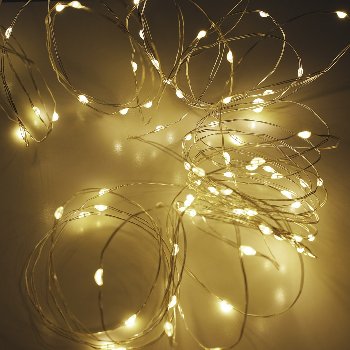 LED Batterie-Lichterkette "SilverWire80" - 80 micro LEDs, 8m, warmweiß, IP44