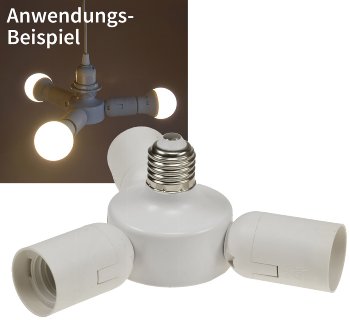 E27-Fassung "Triple", 3-fach Adapter - auf 3x E27-Schraubfassungen