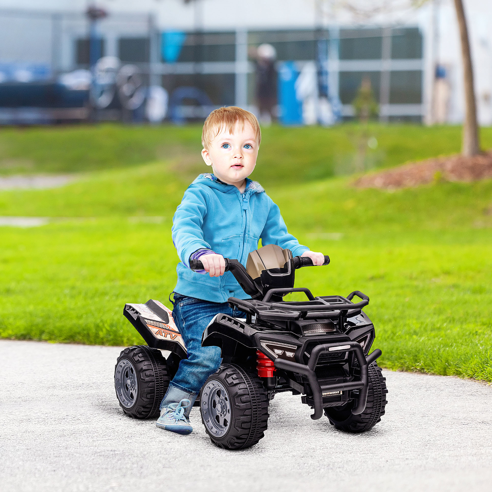 Kinder Quad Elektro 6V Kinderquad mit Vorwärtsfunktion, Musik, Elektro-Quad für Kinder 1,5-3 Jahre Schwarz