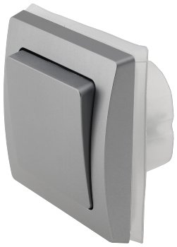 DELPHI Wechsel-Schalter IP44 - 250V~/ 10A, inkl. Rahmen, UP, silber