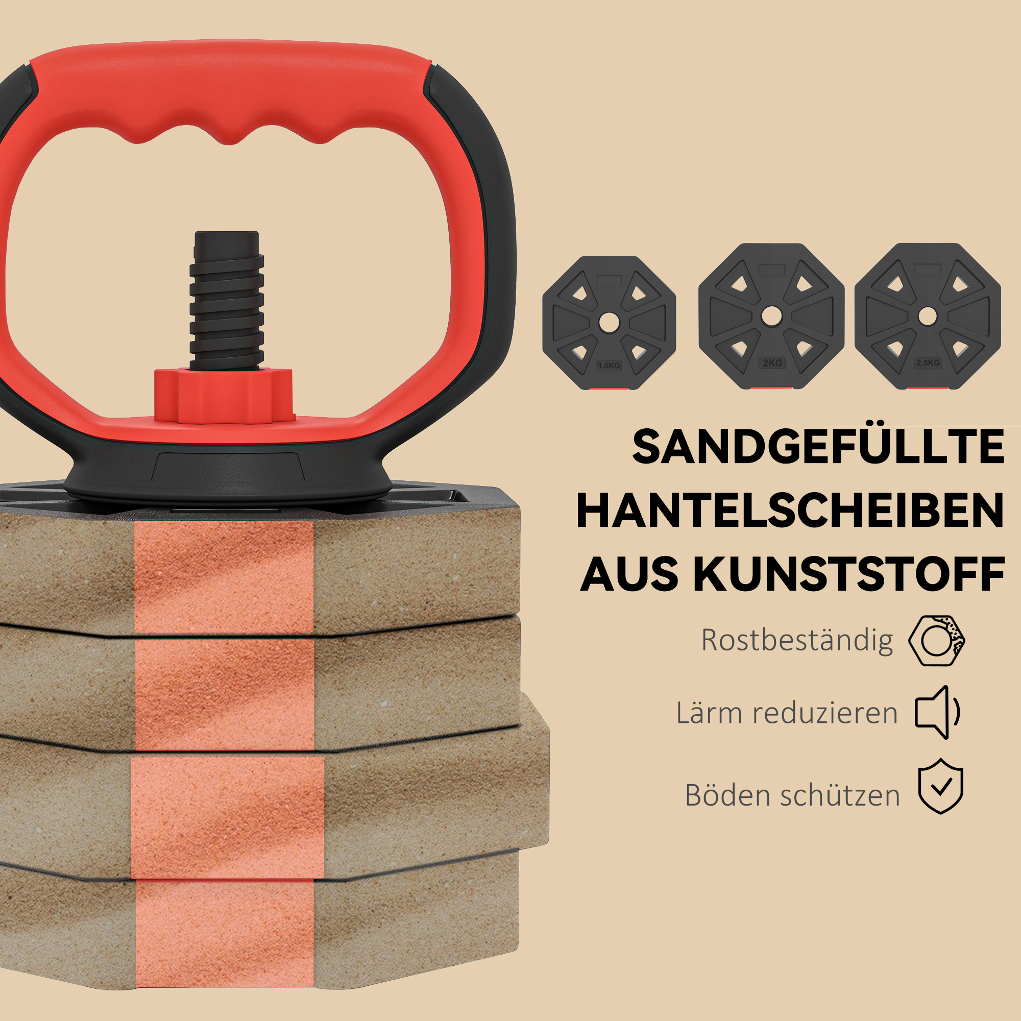 4-in-1 Hantelset Kurzhantel Set Kurzhanteln Langhanteln verstellbar 25 KG für Krafttraining Zuhause