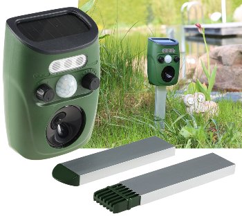 Ultraschall-Tierscheuche "UTS Solar Pro" - Bewegungsmelder, Hunde, Katzen, Vögel
