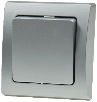 DELPHI Wechsel-Schalter, UP, silber - 250V~/ 10A, inkl. Rahmen, Steckanschluss