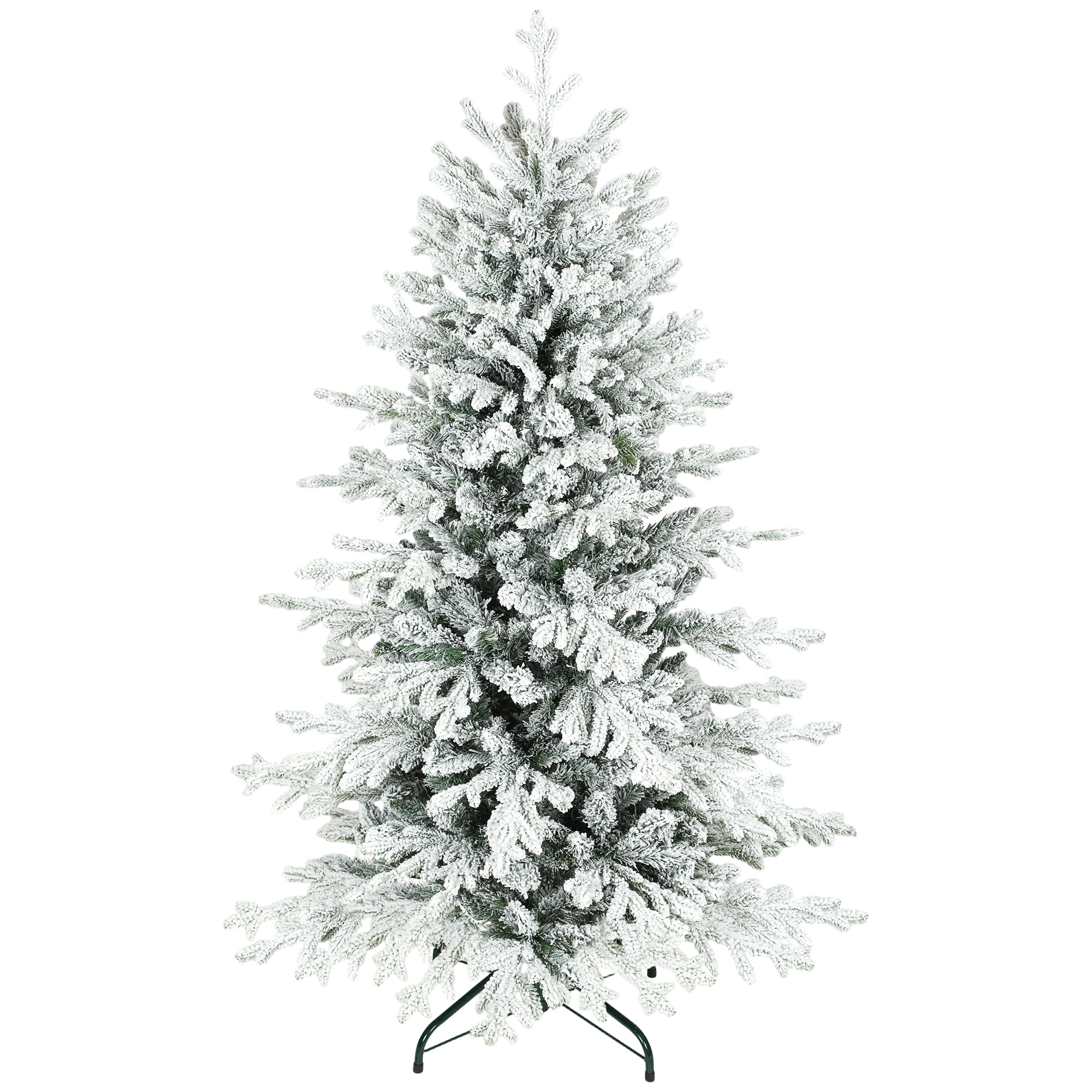 Künstlicher Weihnachtsbaum, 150cm Christbaum mit Schnee, 1162 Zweigen, klappbarem Metallständer